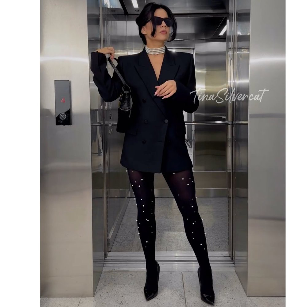 Zara Straight Cut Double Breasted Blazer Black NWT